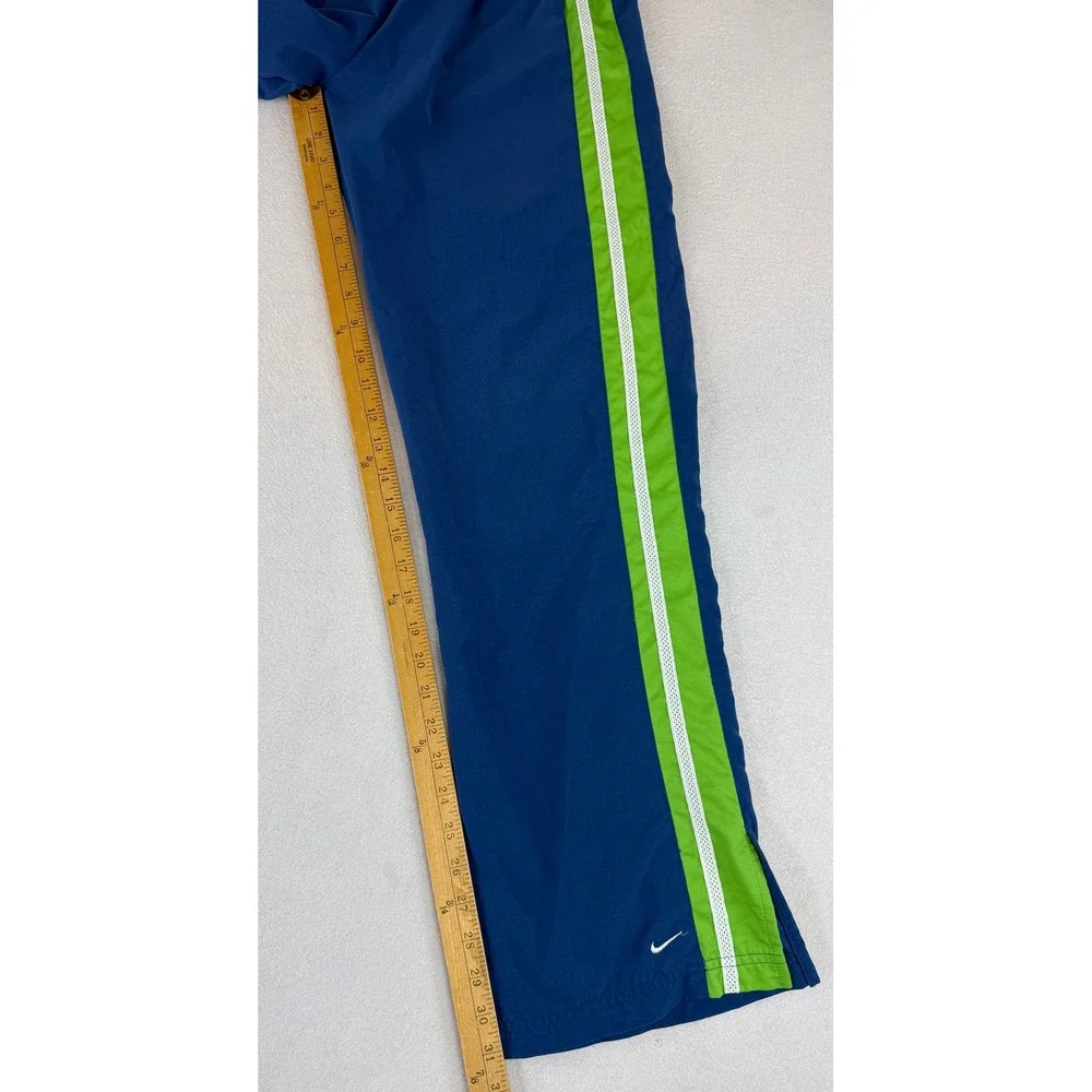 Nike Track Pants Womens M Blue Green Side Stripe Athletic Mesh Lined Sweatpants